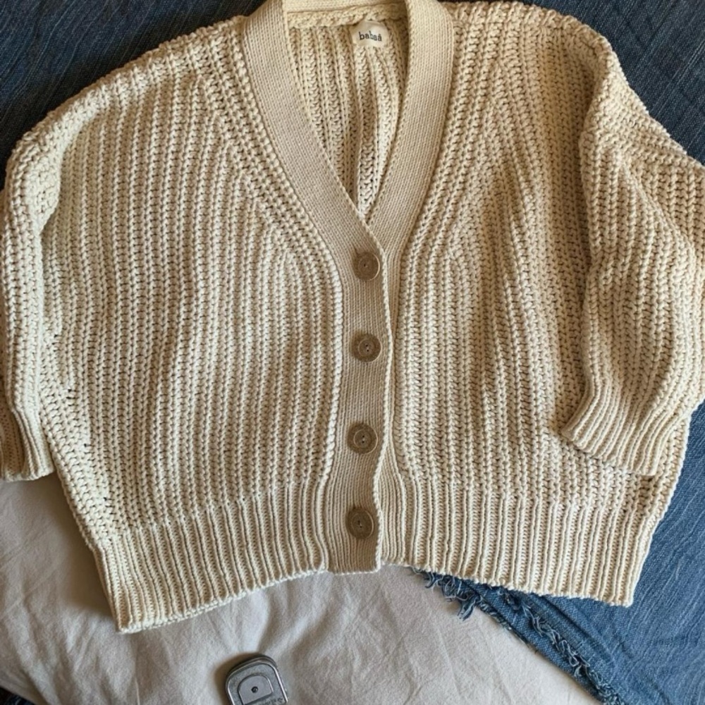 BABAA no 18 Cotton Cream Knit Cardigan Sweater